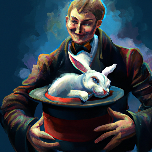 1. תמונה של קוסם שולף ארנב מתוך כובע, מעורר צחוק מהקהל